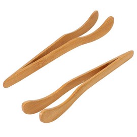 4 Pieces 7.08" Bamboo Tongs Bamboo Tea Tongs Bamboo Toaster Tongs Kitchen Food Tongs Eco-Friendly Curved Arms Chinese Tea Tongs for Tea Toast Bread Fruits Pickles