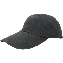 Sunbuster Extra Long Bill 100% Washed Cotton Cap with Leather Adjustable Strap - Charcoal