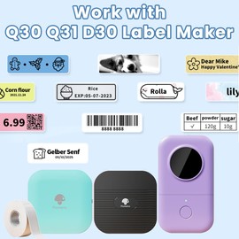 Phomemo D30/Q31 Labels White 12 x 40 mm for Phomemo D30/Q31, Compatible with Colorwing Q30, Thermal Label Roll for Q31/Q30/D30 Bluetooth Portable Label Printer
