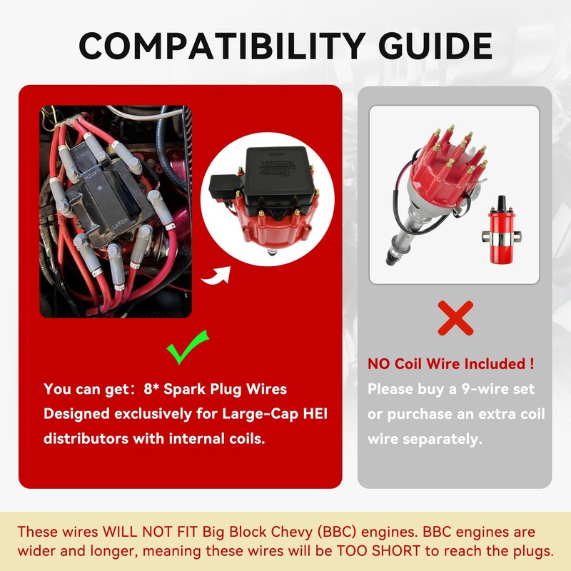 Spark Plug Wires 8.0mm Fit for SBC Chevy 350 GMC