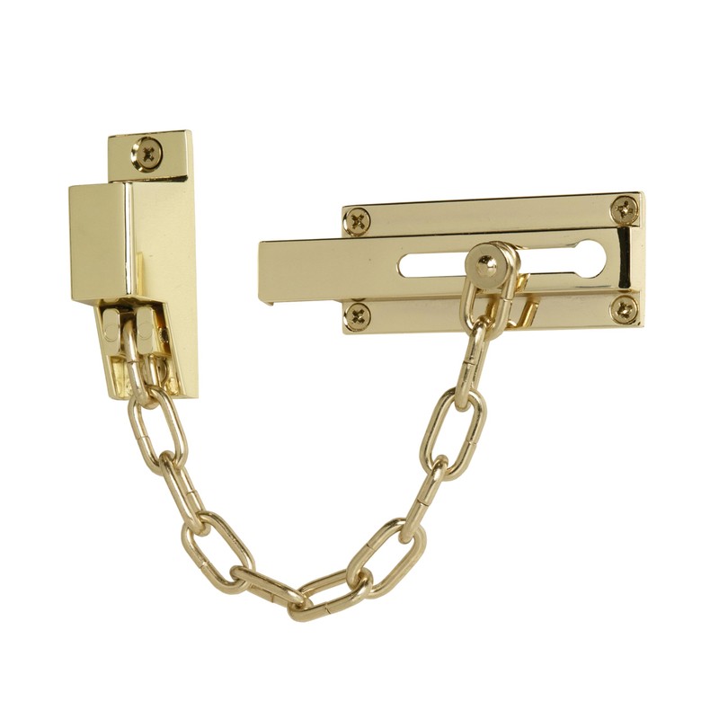 XFORT Polished Brass Locking Door Chain, Front Door Security Chain