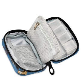 Naanle Cute Puppy Dog Pill Box 7 Day Pill Case Travel Pill Organizer Bag with Zipper Portable Weekly Case Compact Size for Vitamin Supplement Holder