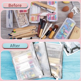 WAPAG 5 Pack A3 Mesh Zipper Pouch Bags for Organizing, Plastic Travel Zipper Bag, 17.5"X13" Large Waterproof PVC Document Pouch for School Office Supplies, Craft, Puzzles & Board Games