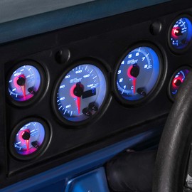 GlowShift White 7 Color 140 MPH Speedometer Gauge - Mounts in Custom Dashboard - Odometer - Resettable Trip Meter - White Dial - Clear Lens - 3-3/8" 85mm