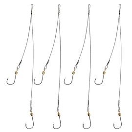 Dyxssm Fishing Hooks and Leader, Fishing Rigs Hook Line Stainless Steel Fishing Rigging Wire Hooks (6#, Style-B: 2 Hook rig)