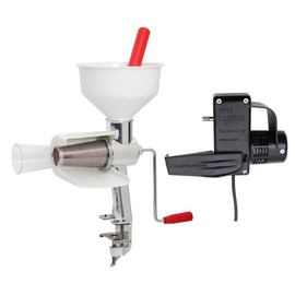 Johnny Apple Sauce Maker, Tomato Sauce Maker, Remove Skins & Seeds From Produce, Model 250 Clamp Based Food Strainer with Electric Motor (Strainer + Motor)