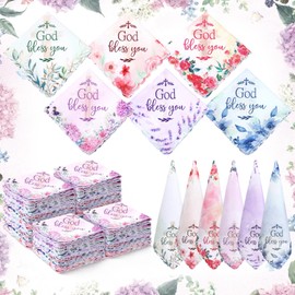 HunnmingRe 30 Pcs God Bless You Handkerchief for Women Christian Gifts Bulk Inspirational Religious Bible Verse Handkerchief Church Gift