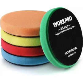 WORKPRO 5PCS 6.5-inch Polishing Pads Sponge Waxing Foam Buffing Kit Car Polisher
