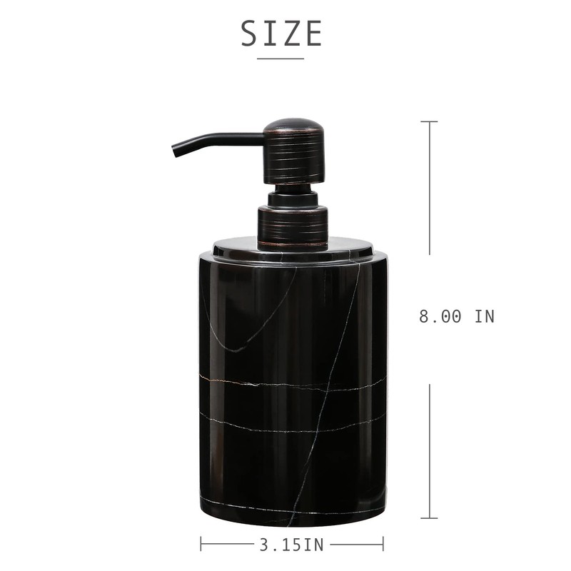 JIMEI Black Marble Soap Dispenser Hand or Dish for Bathroom