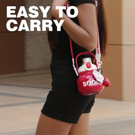 Sidagar Water Bottle with Straw and Carry Handle, 27 oz Red Wide Mouth Vacuum Insulated Stainless Steel Bottles Easy Carry Tumbler for Women