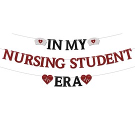 In My Nursing Student Era Banner, 2025 Nurse Graduation Decorations, Nursing School Survivor Decorations, Taylor Singer Thened Nurse Graduation Party Decorations Black Red Glitter