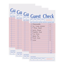 4 Pack Pink Guest Checks Books for Servers, Server Note Pads, Waiter Checkbook, Waitress Notepad for Restaurants Supplies, Order Pad Paper Checks 50 Sheets/Pack, 200 Total Tickets