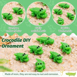 Lucxhcky 100 Pcs Small Laying Alligator Figures - Detailed Prone Crocodile Miniature Decor for Desk, Bookshelf, Diorama, Aquarium, Zen Garden and Collectors Display (Open mouth)