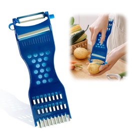 CUVZORA 6-in-1 Multifunctional Vegetable Peeler with Stainless Steel Blade - Peeling, Slicing, Grating for Carrots & Fruits, Dishwasher Safe, Kitchen & Outdoor (Blue)
