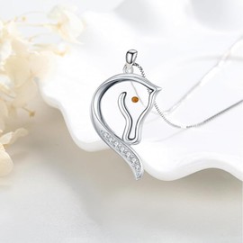 TakNii Mustard Seed Necklace for Women 925 Sterling Silver Faith Mustard Seed Horse Pendant Christian Jewelry Birthday Gifts for Wife Mom