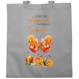 Shirtracer - Cotton Bag - Du bist der Aperol in meinem Spritz | Aperol Spritz Merchandise | Aprol Fan Gift | Italy | Aperol Accessories, 2 Light Grey