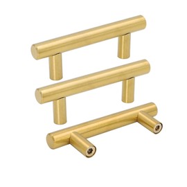 10 Pack goldenwarm Gold Drawer Pulls Brushed Brass Cabinet Pulls - LS201GD64 Gold Kitchen Hardware Hole Spacing 64mm 2.5in Cabinet Pulls for Dresser Drawers
