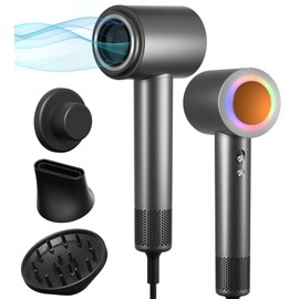 Hair Dryer, 160000 RPM Professional High-Speed Blow Dryer 2 Billion Negative Ionic Care Hair Dryer (Black Gray)