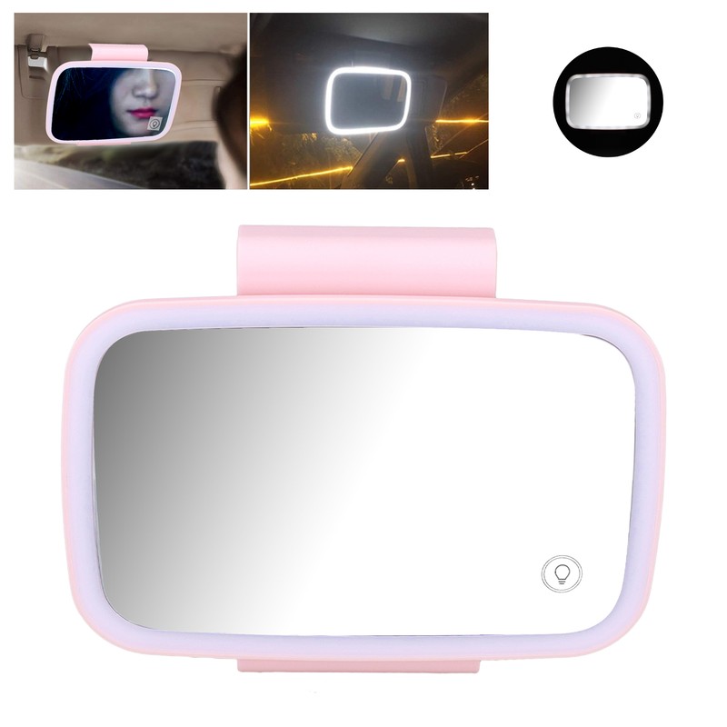 Car Sun Visor Makeup Mirror Surround LED Lights Touch Screen