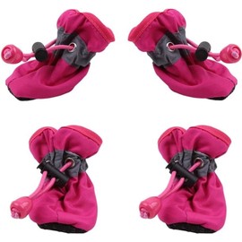 Anti-Slip Sole Dog Boots Paw Protector Dog Booties with Reflective Straps,4Pcs Dog Boots Anti-Slip Paw Protectors,Non-Slip Small Dog Boots,Anti Slip Paw Protectors Dog Socks for Hot Pavement,Pink,XS