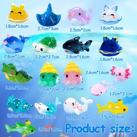 HYMBCFW Mini Toys, 18 Pieces Tiny Sea Animals Figures Miniature Sea Inhabitant Set Small Sea Animal Toys Animals Statue Mini Underwater Decoration for Micro Landscape Aquarium