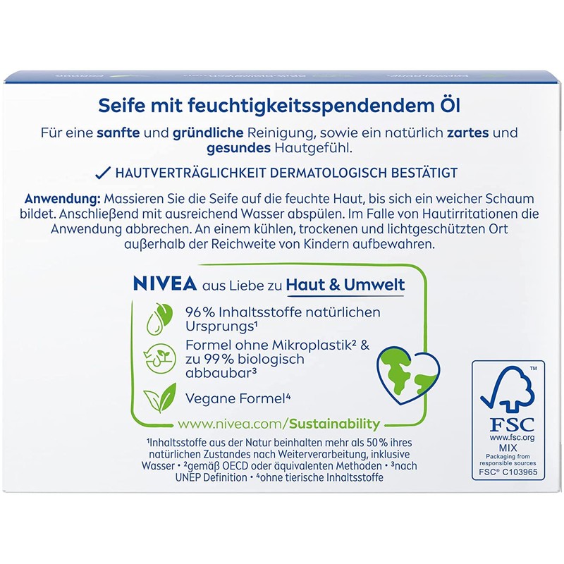 NIVEA Creme Soft Care Soap (6 x 100 g), Nourishing