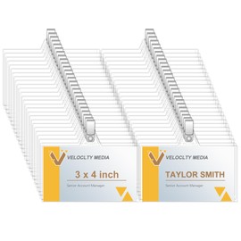 Portainsignias con clip – 100 soportes de identificación de plástico transparente con clips para insignias de identificación para insertos de identificación de 3 x 4 pulgadas