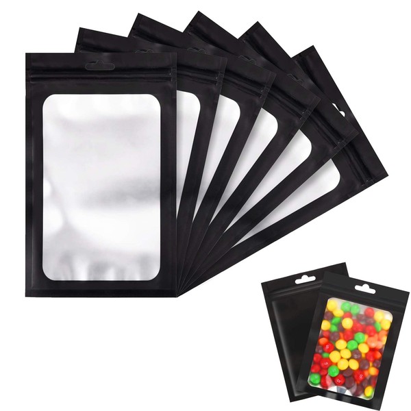 100 Pcs Resealable Mylar Ziplock Food Storage Bags, Smell Proof