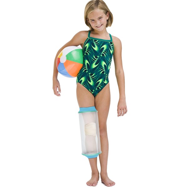 SUPERNIGHT Teenager Waterproof Leg Cast Cover for Shower - Protects Child's Knee Wounds, Burns, and Injuries - Reusable Watertight Bandage Protector for Swimming and Bathing