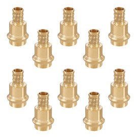 GUOFIS 1/2Inch PEX Copper Press Fittings,1/2" Press X 1/2" PEX Crimp Coupling Adapter for Copper and Pex Pipe Connection(10Pack,LF Brass Material)(PEX1807344)