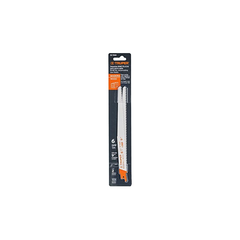 Truper SE-96M, 2 Seguetas bimetálicas para sierra sable, para madera,