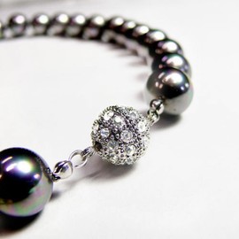 Schmuckwlly sea shell pearl necklace - sea shell pearl necklace chain black with magnet clasp 16.5 inch dmk1014-42 (10mm)