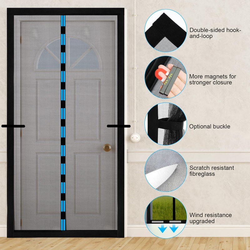 Fillis Magnetic Fly Screen Doors 80x200cm, Mosquito Proof Door Curtains,
