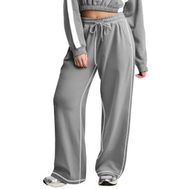 ATHMILE Women Sweatpants Soft Jogging Straight Pajama Sweats Wide Leg Sweatpants Women Lounge Pants Joggers 2025 Grey