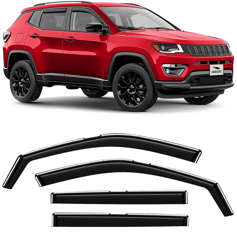Voron Glass in-Channel Extra Durable Rain Guards for Jeep Compass