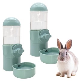 Tfwadmx Rabbit Watter Bottle 17oz Hanging Guinea Pig Automatic Water Dispenser No Drip Small Animal Cage Water Feeder Bowl for Bunny Chinchilla Hedgehog Ferret 2PCS (Blue)