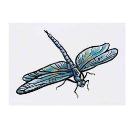 'Blue Dragonfly' Temporary Tattoo - Water Resistant, Skin-Safe, Non-Toxic Transfer (TO00069011)
