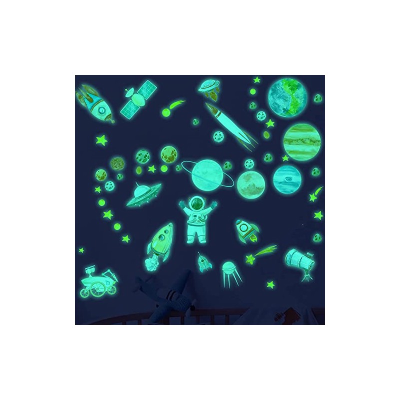 74Pzs Pegatinas Luminosas de Pared, Calcomanías Que Brillan en la