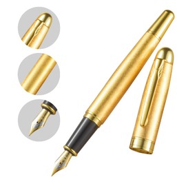 KINGBOOM 24k Gold Fountain Pen, Luxury Pen with Medium Nib, Gift for Business, Professional, Executive and Office Use