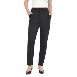 Black Dress Pants for Women Work Business High Waisted Trousers Skinny Leg Formal Stretch Slim Office Tummy Control Professional 29" Inseam Slacks