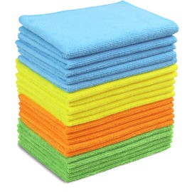 Simple Houseware Microfiber Cleaning Cloth 20 Pack, 12" x 16", 4 Colors