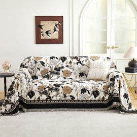 Magic Sofa Covers Boho Couch Covers for Sofa, Washable Sectional Sofa Covers with Tassel, Non Slip Sofa Slipcovers Boho Decor for Pets, Couch Blanket Cover Furniture Protector - 71''X134''