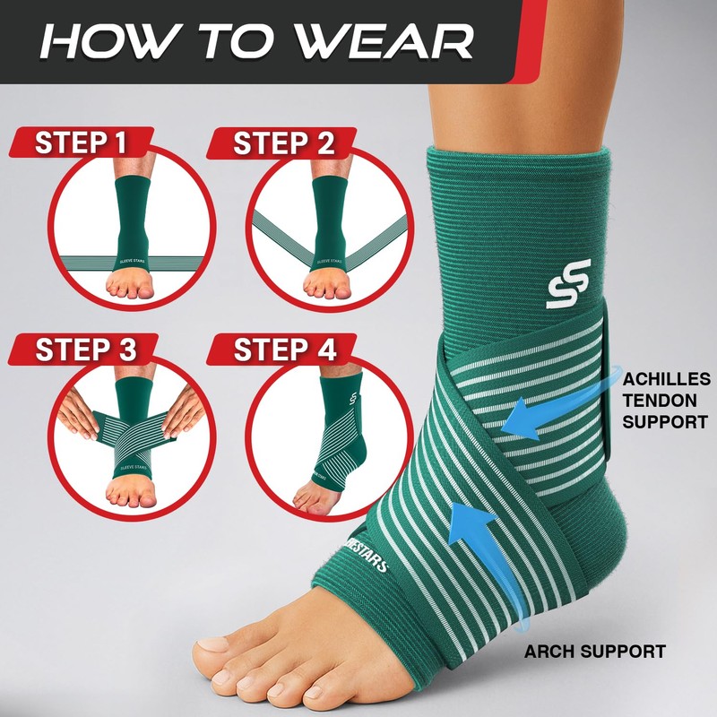 Sleeve Stars Ankle Brace Men & Women Support (Pair/M:10"-12"/Turquoise)