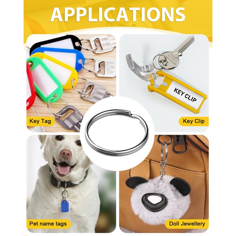 85 Pcs Key Ring Hoop, Caianwin 25mm Split Rings Round