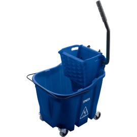Carlisle FoodService Products Omnifit Mop Bucket with Side Press Wringer for Floor Cleaning, Kitchens, Restaurants, Office, And Janitorial Use, Polypropylene (Pp), 35 Quarts, Blue