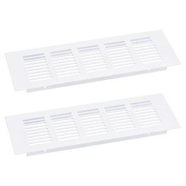 sourcing map Air Vents Cover, 2Pcs 225 x 100mm - Aluminum Alloy Mesh Air Return Vent Cover, Rectangle Louvered Ventilation Grille for Shoe Cabinet Wardrobe (White)