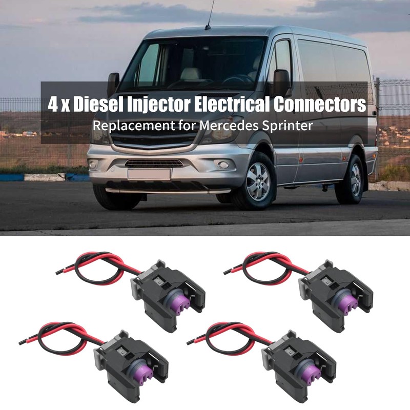 Ollanoos 4Pcs 2 Pin Car Diesel Injector Connector Wire Harness