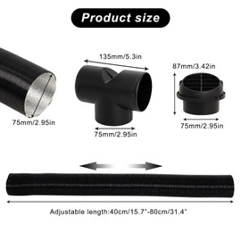 Gekufa Diesel Heater Ducting 75mm Car Air Heater Set T Piece Diesel Heater Exhaust Pipe Warm Air Outlet Vent 2Pcs 75mm Mushroom Head Tuyere 4 Clips with Screwdriver