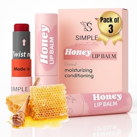 Natural Honey - Bálsamo labial 100% de sebo de carne alimentado con pasto, miel cruda natural y aceite de argán – Ultra hidratante, acondicionador, sin productos químicos – Paquete de 3 (3 x 0.15 onzas) tintado