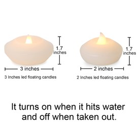 LARDUX 3 Inch Led Floating Candles - 12 PCS Flameless Water Activated Floating Tea Lights Fake Floating Tealight Battery Operated for Centerpieces Cylinder Vases Wedding Party Decorations